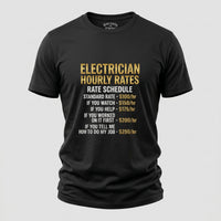 Load image into Gallery viewer, Electrician Hourly Rates t-shirt front