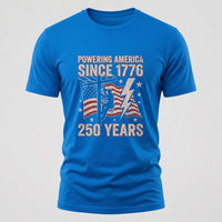 Load image into Gallery viewer, Powering America 250 Years Lineman patriotic t-shirt